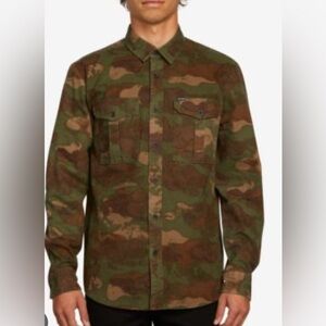 Volcom Green and Brown Camouflage Shirt Jacket